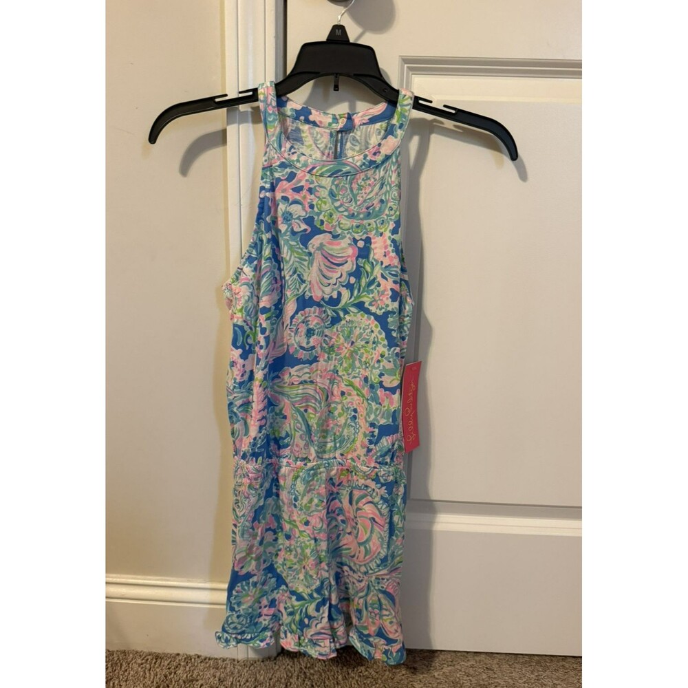 Lilly Pulitzer Girls Brienne Ruffle Romper Dream Team XL 12-14 NWT Floral